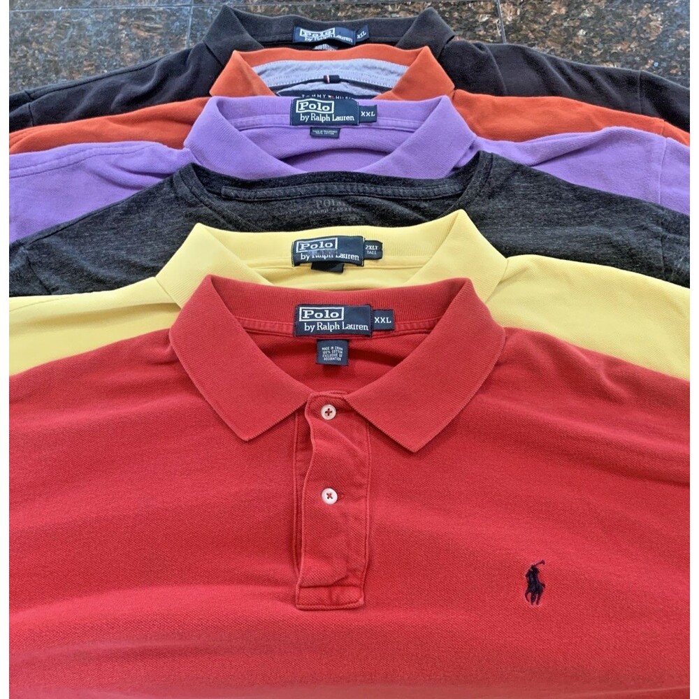 Lot (6) Polo Ralph Lauren-Tommy Hilfiger Men's Size XXL Polo Shirts Preppy Lot